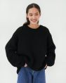 Nida Black Cotton Sweater - Black