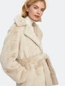 Belted Plush Faux Fur Coat 
