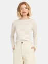 Long Sleeve Stripe Crewneck T-Shirt - White/Dune