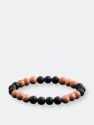 8mm Matte Onyx with Red Sandalwood Willow Wood Beaded Stretch Bracelet