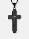 Crucible Men's Stainless Steel Lord's Prayer Cross Pendant Necklace - Black