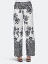 Floral Paisley Printed Palazzo Pants - Beige/Charcoal