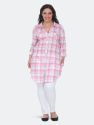 Plus Piper Stretchy Plaid Tunic - Pink/White