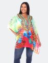 Plus Size Short Caftan with Tie-up Neckline - Red