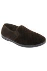 Mens Kevin Velour Twin Gusset Slippers (Brown) - Brown