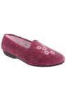 Womens/Ladies Cathy Floral Embroidered Velour Slippers (Heather) - Heather